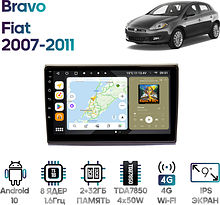 Штатная магнитола Fiat Bravo 2007 - 2011 Wide Media MT9290QT-2/32