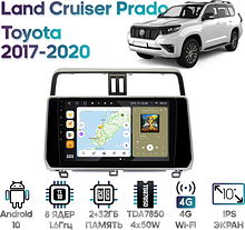 Штатная магнитола Toyota Land Cruiser Prado 2017-2020 Wide Media MT1058QT-2/32 для авто с лев. рулем
