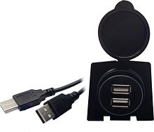 USB кабель для выноса разъема в салон (0,5м, 2*USB2.0) с подставкой